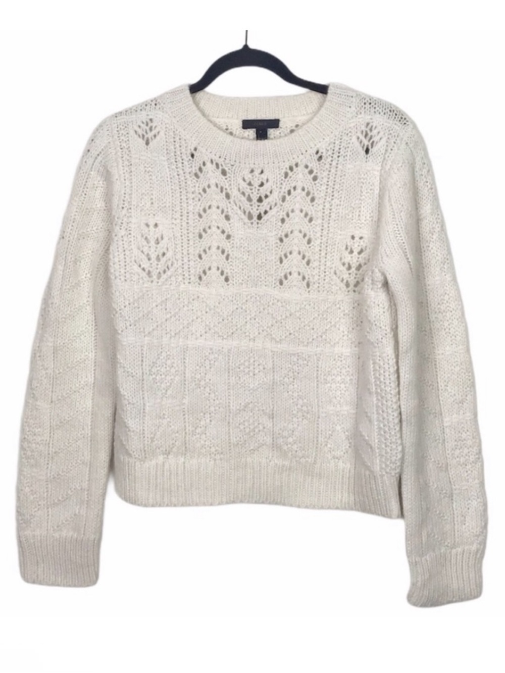 J Crew Ivory Heritage 1988 Alpaca Wool Blend Cable Knit Sweater